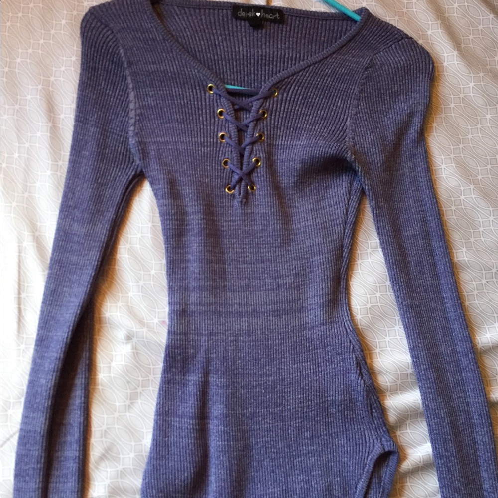 Women’s Derek heart ribbed sweater large blue cage